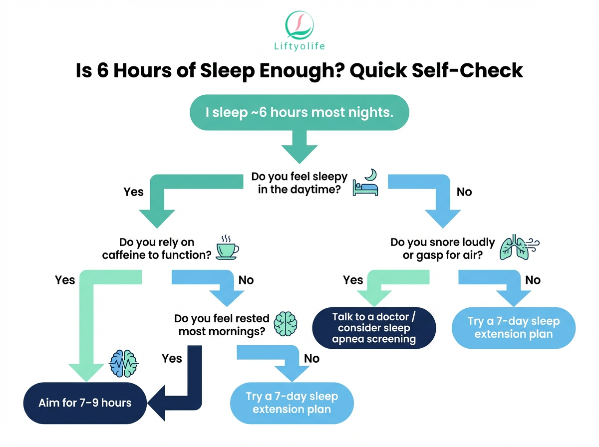 Decision tree self-check for answering is 6 hours of sleep bad